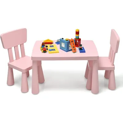 Kids Table and Chair Set For Toddler, Plastic Children Activity Table for Reading, Drawing, Snack