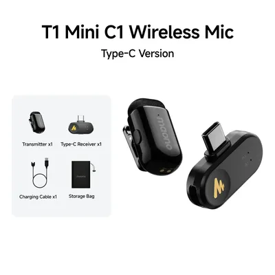 MAONO T1mini Wireless Lapel Microphonefor iPhone Android Tablet PC with Noise Cancellation App