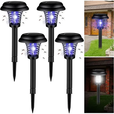 Solar Mosquito Killer With 2 Light Mode Outdoor Waterproof Led Light Bug Zapper Mosquito Trap Lamps