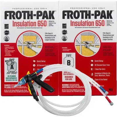 Hot Sellers.Froth-Pak 650 Spray Foam Insulation Kit, 15 ft Hose. Insulates Cavities, Penetrations &