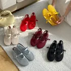 Escarpins à talons bas pour femmes, chaussures plates rouges, chaussures d'été Mary Gasoline, ballerines confortables, grandes tailles 42 43