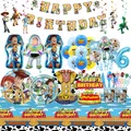 Disney Toy Story – décoration d'anniversaire, fournitures de table, assiettes, tasses, serviettes, pailles, ballons Buzz Lightyear pour enfants, cadeaux de fête