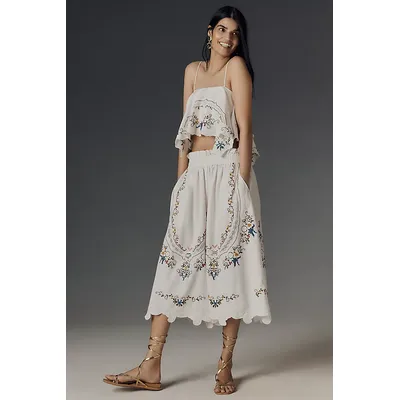 By Anthropologie Embroidered Culottes