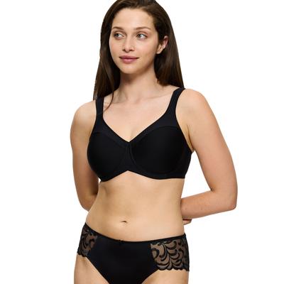 Minimizer-BH TRIUMPH "Modern Soft+Cotton", Damen, Gr. 95, Cup C, schwarz, Microtouch, Obermaterial: 44% Polyamid, 35% Baumwolle, 21% Elasthan, unifarben, klassisch, BHs, verkleinert die Brust optisch um eine Cup-Größe Image