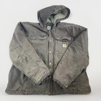 Carhartt Jackets & Coats | Carhartt Men's Xl Distressed Sherpa Lined Brown Jacket Coat Hooded 103826 Dkb | Color: Brown | Size: Xl