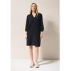 Sommerkleid CECIL, Damen, Gr. L (42), US-Größen, schwarz, Web, 100% Baumwolle, unifarben, casual, comfort fit kniefrei, V-Ausschnitt, 3/4-Ärmel Bündchen, Kleider, aus 100% Baumwolle