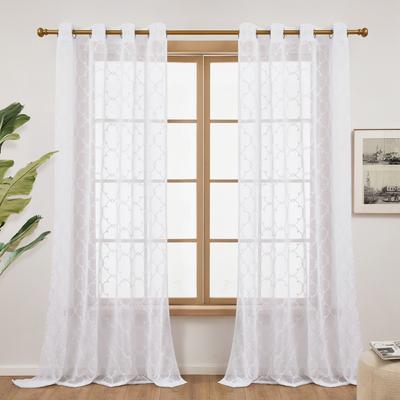 Deconovo Embroidered Light-Filtering Sheer Curtains (2 Panels)