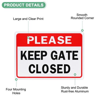 Please Keep Gate Closed Sign for Home - Red White Black