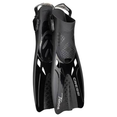 Tonga Snorkeling Fins with Ultra-Resistant Buckles, Black/Black, Size Small/Medium - Black/Black