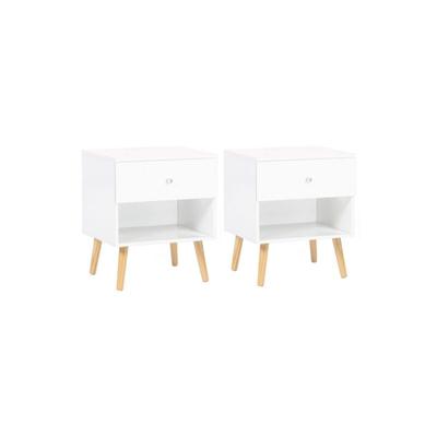 Idmarket - 2er-Set Nachttische emmie skandinavisch 1 Schublade mit Nische weiß Image
