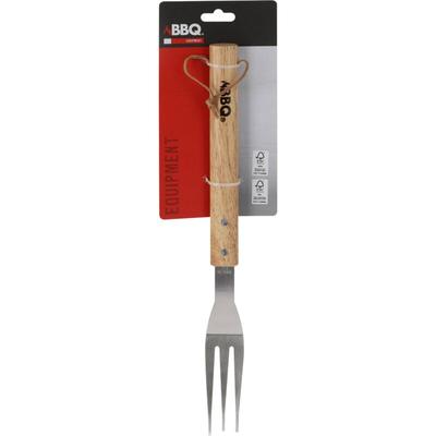 Grillgabel aus rostfreiem Stahl mit Holzgriff 42 cm BBQ Image