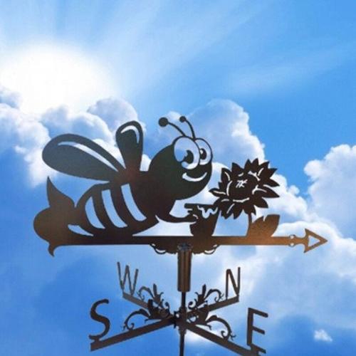 Wetterfahne mit Bienenmotiv, Retro-Bauernhof-Szene, Wetterfahne, Messwerkzeuge,