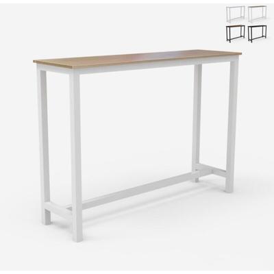 Hoher Tisch 140x37x100cm Barhocker Küche Konsole Regal Edebel - Weiß - Eiche