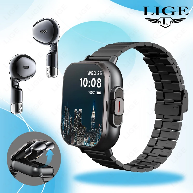 TWS 2-in-1-Smart-Sportuhr, kabelloses Bluetooth-Headset, Anrufe, Gesundheitsmonitor, Fitness-Record-Uhren mit Headset, Smartwatch Image