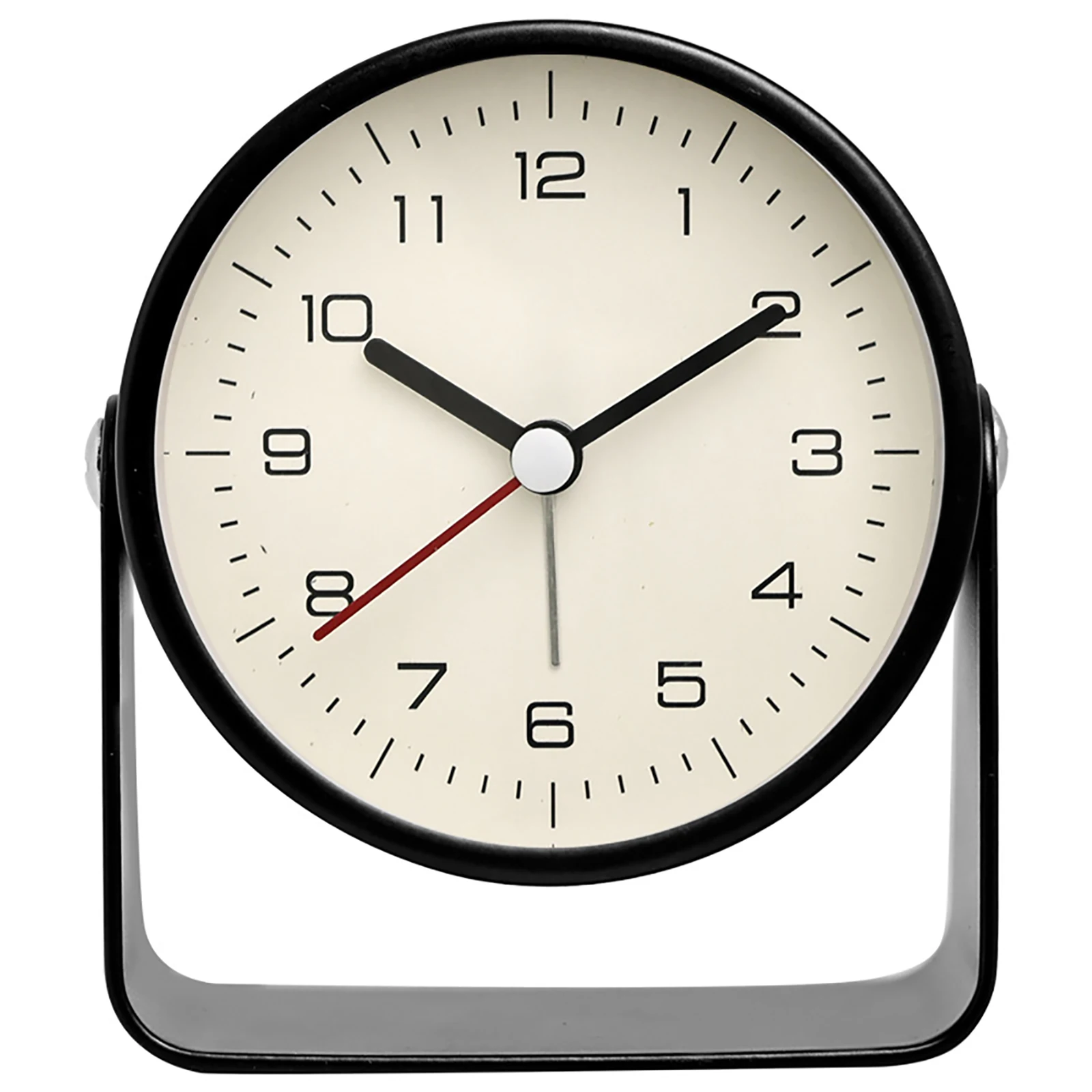 Analoger Vintage-Wecker im Retro-Stil, geräuschlos, nicht tickend, Nachttischuhr für Schlafzimmer, Büro, Schreibtisch, Dekor, klassisches Design, Schwarz Image