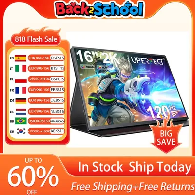 UPERFECT 2K 16inch Portable Monitor 144Hz 400Nit With VESA Display Gaming Screen For Xbox PS5 Phone Computer Extension Office