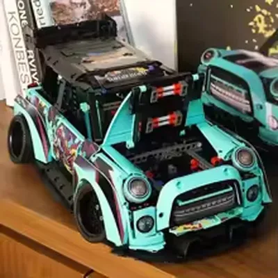 Technische MINI Low Lying Graffiti RC Sportwagen 2421PCS City Racing Moc High Tech Ziegel Baustein Modell Kinder Spielzeug geschenke Image