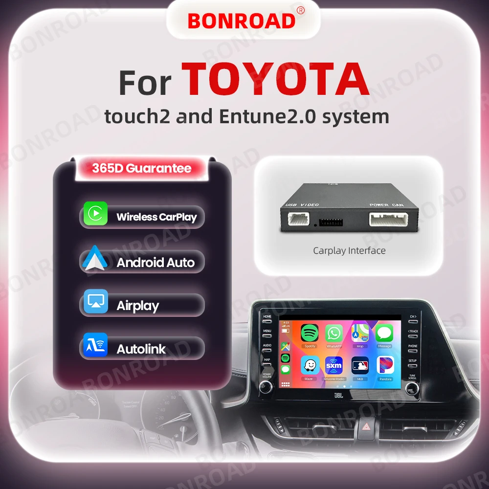 Bonroad Wireless Carplay Android Auto Original Auto-Taste und Touchscreen-Steuer decoder für Toyota Touch2 & Entune 2,0 System Image