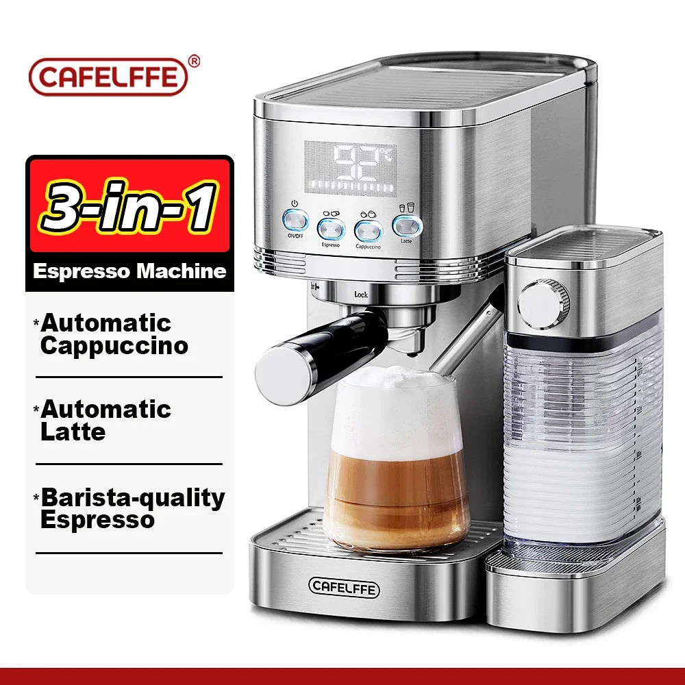 Cafelffe 20Bar Automatische Milchschaum-Kaffeemaschine, Cafeteria, Cappuccino, Latte, Espressomaschine, vollautomatisch, Edelstahl