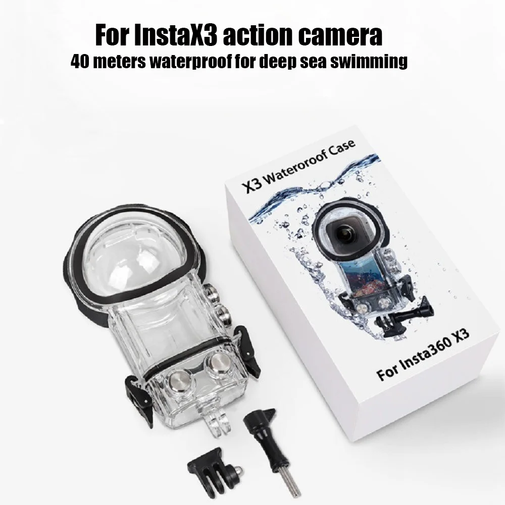 Tauchgehäuse für Insta360 X3, unsichtbares wasserdichtes Gehäuse, 360 ° Panorama-Action-Kamera-Zubehör, Tauchkoffer mit 40 m wasserdichter Tiefe Image