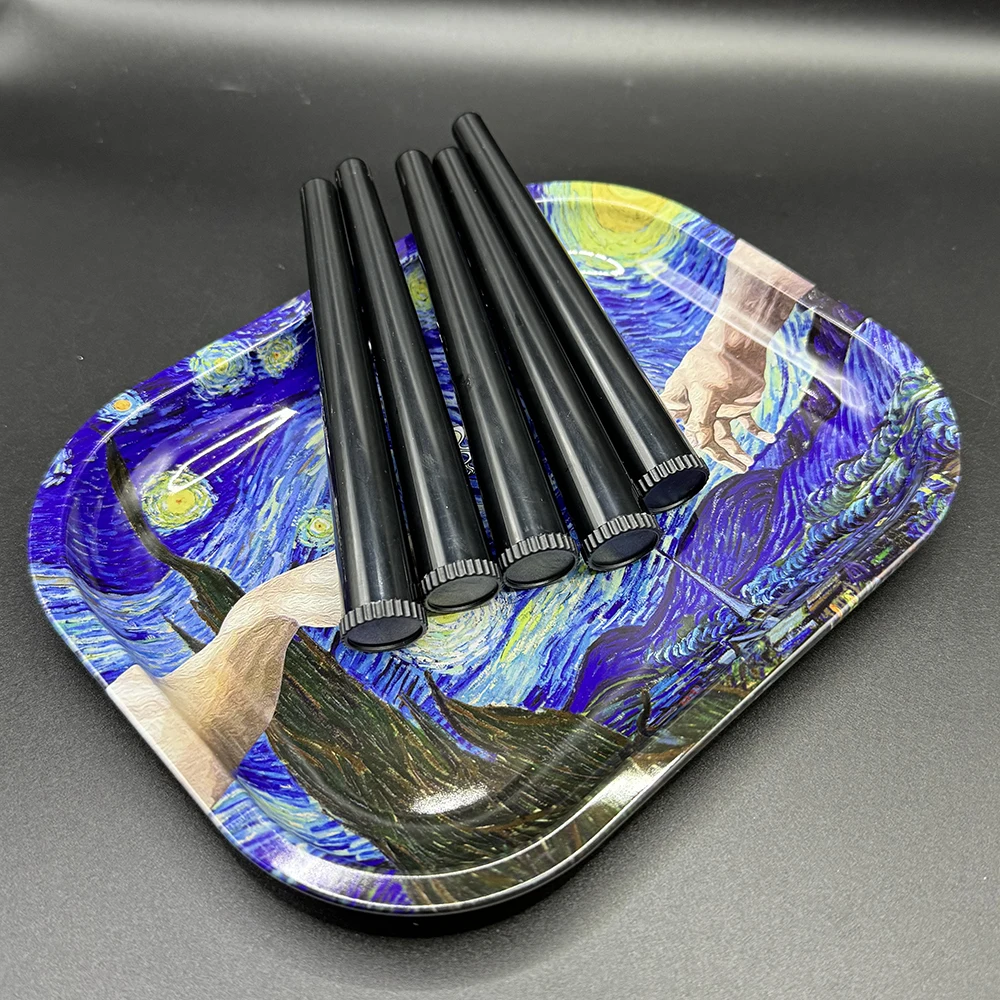 1 Stück Metall-Rollfach, 18 x 14 cm, Weißblech, 5 Stück Kunststoffrohr, 115 cm, King-Size-Gehäuse, geruchsdicht, Continer Combo, Raucherzubehör Image