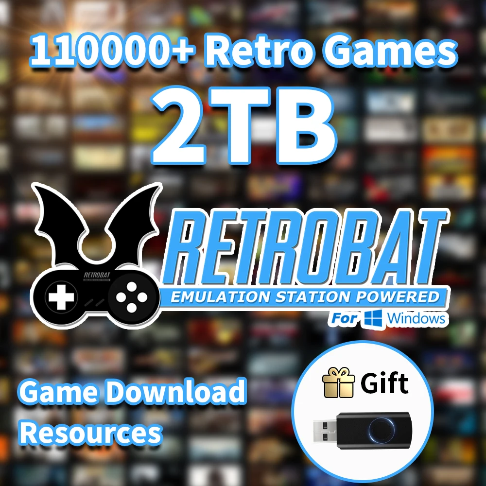 Game Download Resources Retrobat System mit 110000 + Game Download-Resources für PS3/PS2/PS1/PSP/DC/Wii/N64 für Win PC/Laptop