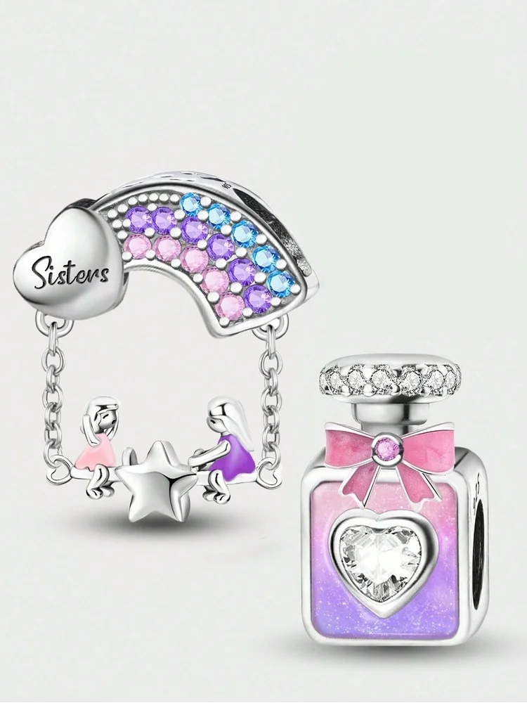 Bunte Schmetterlings-Serie aus 925er-Sterlingsilber, passend für DIY-Armbänder, Halsketten, Geschenk, hochwertiger edler Schmuck Image