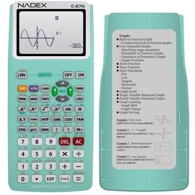 Nadex Coins C-270 Handheld Scientific Calculator With Black And White Graph Functions, Nxte-1702, Green