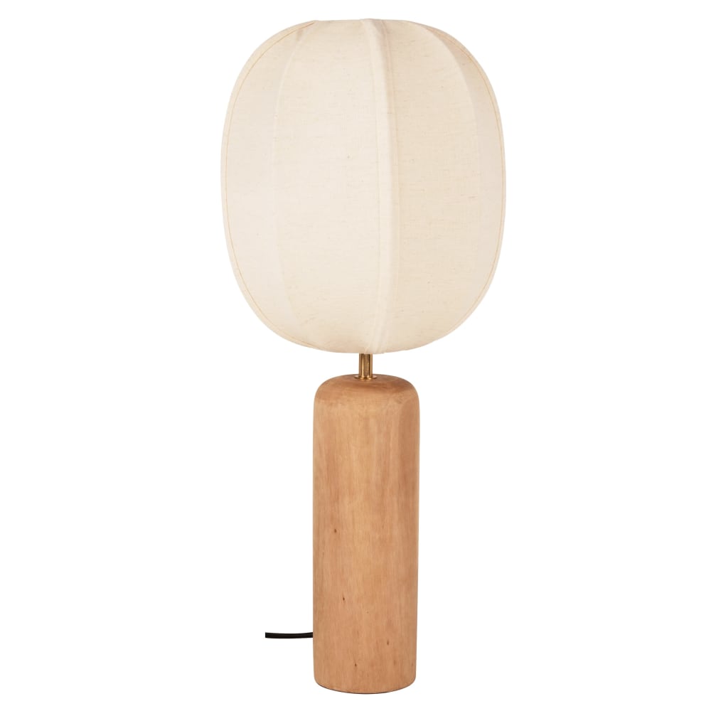 Lampe en bois de manguier et abat-jour blanc cassé
