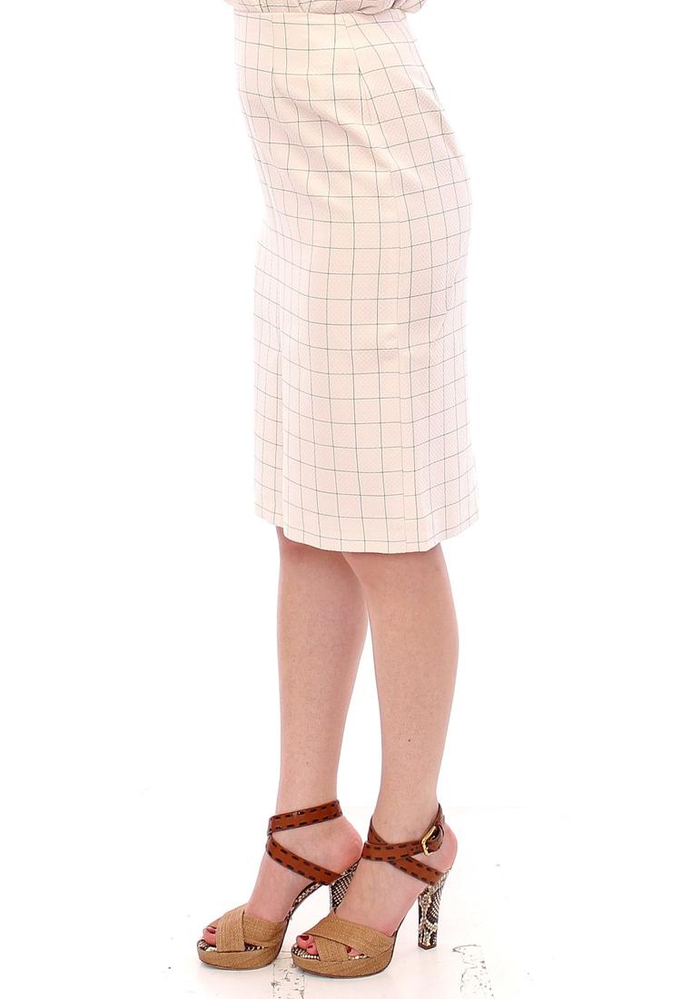 Andrea Incontri Damen Beige Karierter Bleistiftrock Image