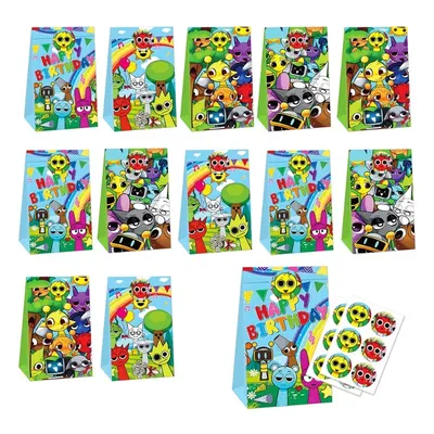 12pcs Sprunki Gift Bag Birthday Party Cute Cartoon Candy Sack Fashion Kraft Paper Biscuit Package