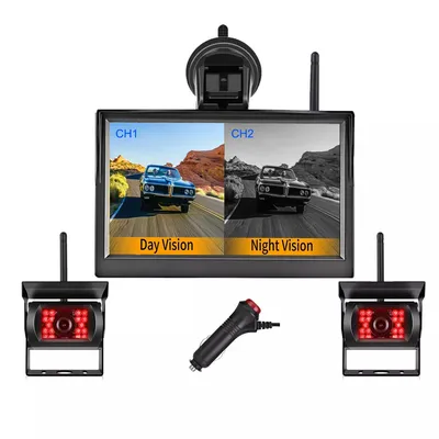 iPoster Digital Wireless 5" Dual Screen Monitor 1/2Pcs 18 IR Reversing Cameras 30-50m 12-24V For