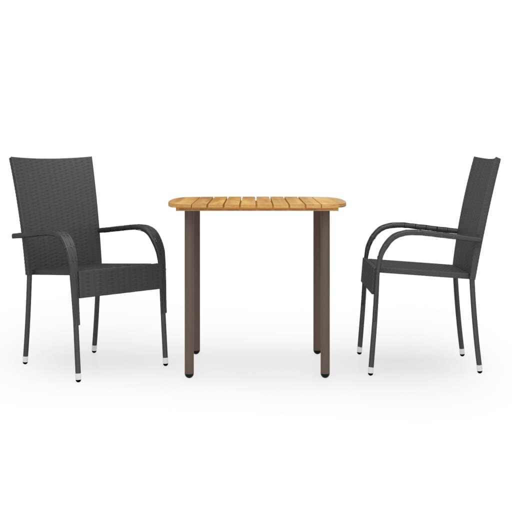 vidaXL 3-tlg. Garten-Essgruppe Poly Rattan Schwarz Image