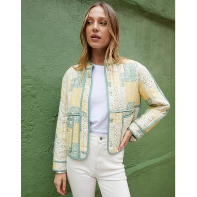 Threadbare Women's Yellow Floral Patchwork Quilted Jacket
