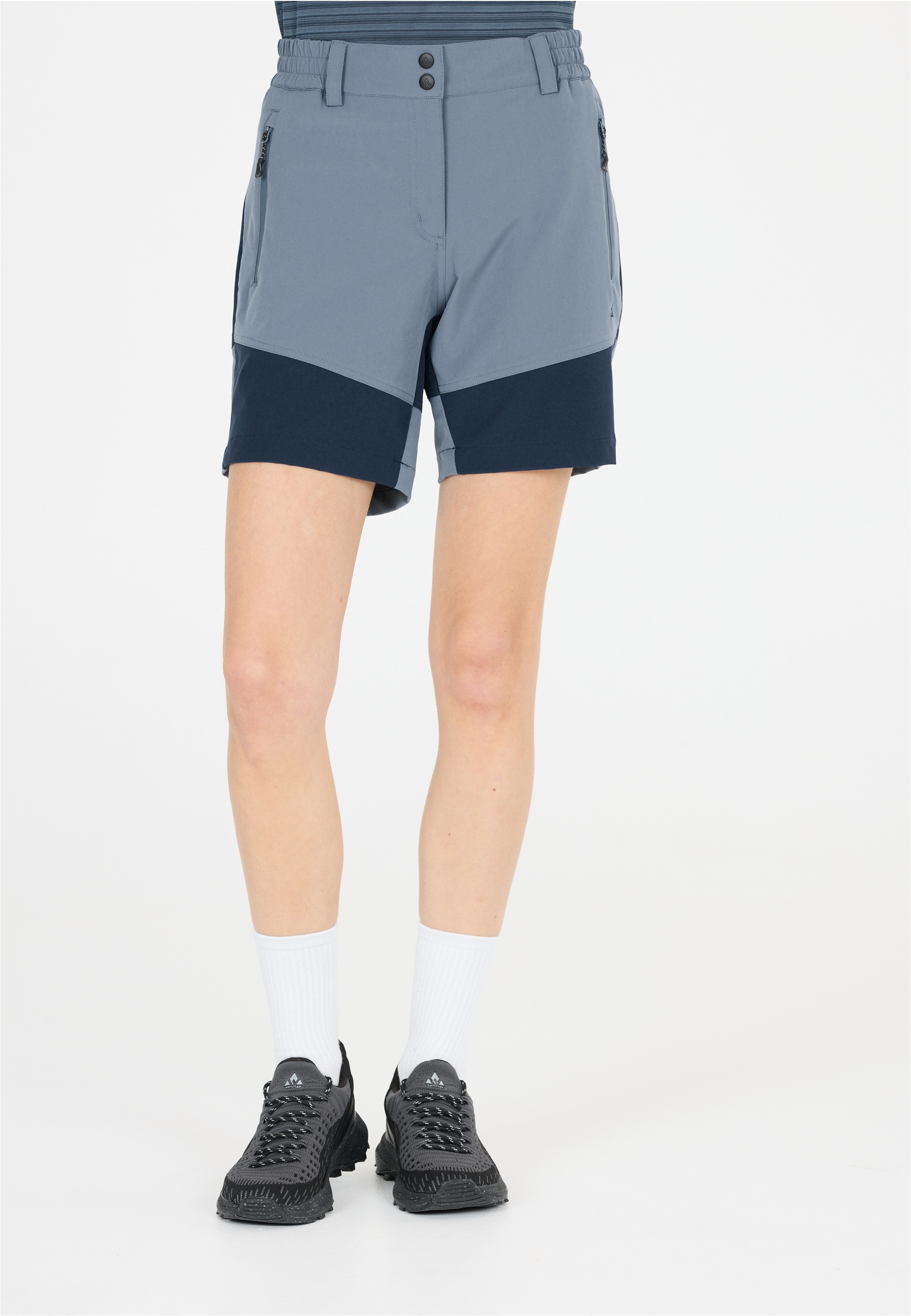 Shorts WHISTLER "LALA", Damen, Gr. 46, EURO-Größen, blau (frostblau), 92% Polyester, 8% Elasthan, mehrfarbig, kurz, Hosen Shorts, mit extra komfortablem Funktionsstretch