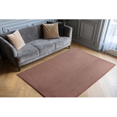 Fellteppich OBSESSION "Infinity 200", beige (puder), B:160cm H:40mm L:230cm, Polyester, Teppiche, Kunstfell, Uni Farben, Kaninchenfell Haptik, supersoft