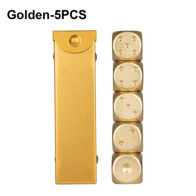 TEMU A Set Of 5 Aluminum Alloy Dice In Styles, Portable Metal Dice With A Box, Suitable For Party Games. Image