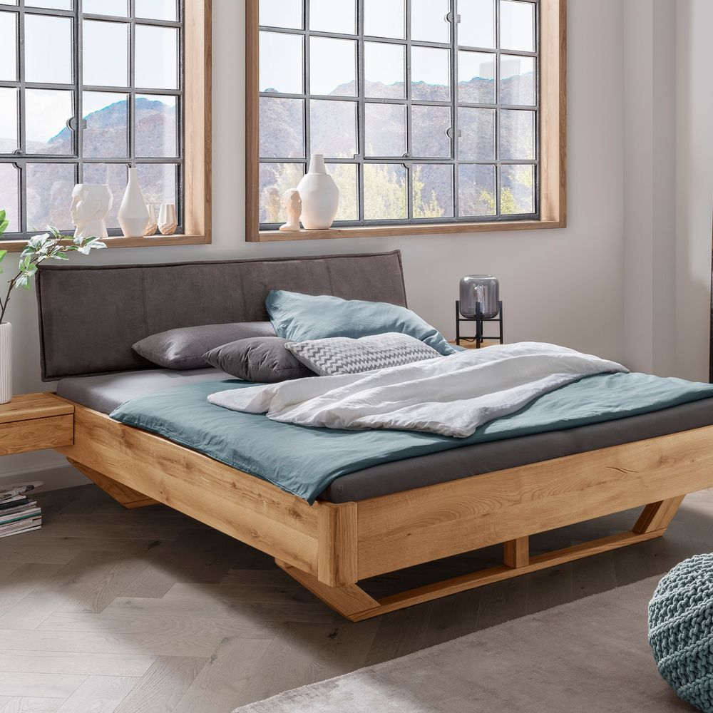 Massivholz »La Dolce Vita XIII« Wildeiche Massivholzbett 160x200 cm / mit Nachttisch Image