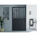 Porta per doccia scorrevole Nero opaco stile atelier 140 x 195 cm - URBANIK