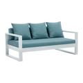 Divano da giardino 3 posti in Alluminio Bianco con cuscini Blu - MOLOKAI di MYLIA