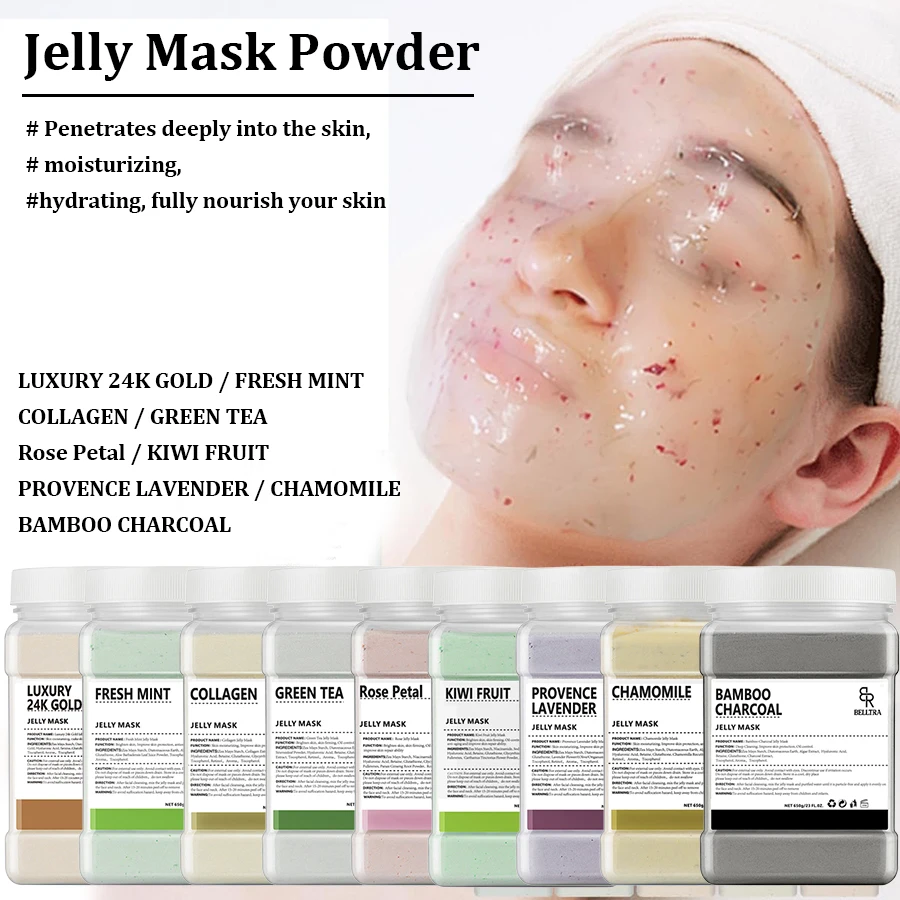 Rosenblüten-Kristallgelee-Gesichtsmaske, Pulver, 650 g, wasseraufhellende Hautpflege, nährende und feuchtigkeitsspendende Gesichtspflege Image