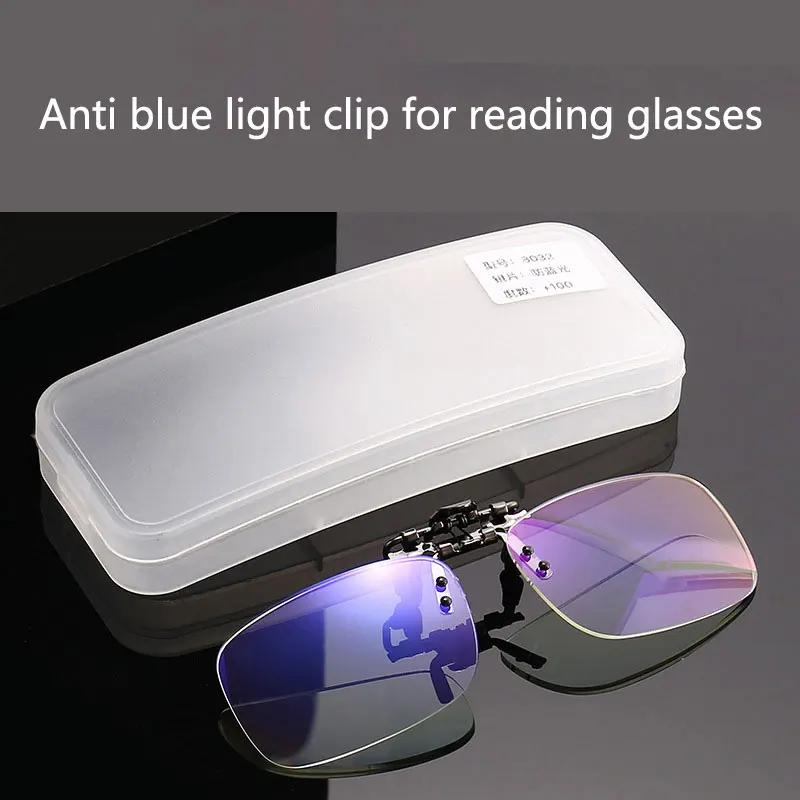 BOYSEEN Hochklappbare Hyperopie-Lesebrille mit Clip, Anti-Blaulicht, grenzenloser Rahmen, Sehhilfe, kosmetische Brille Image