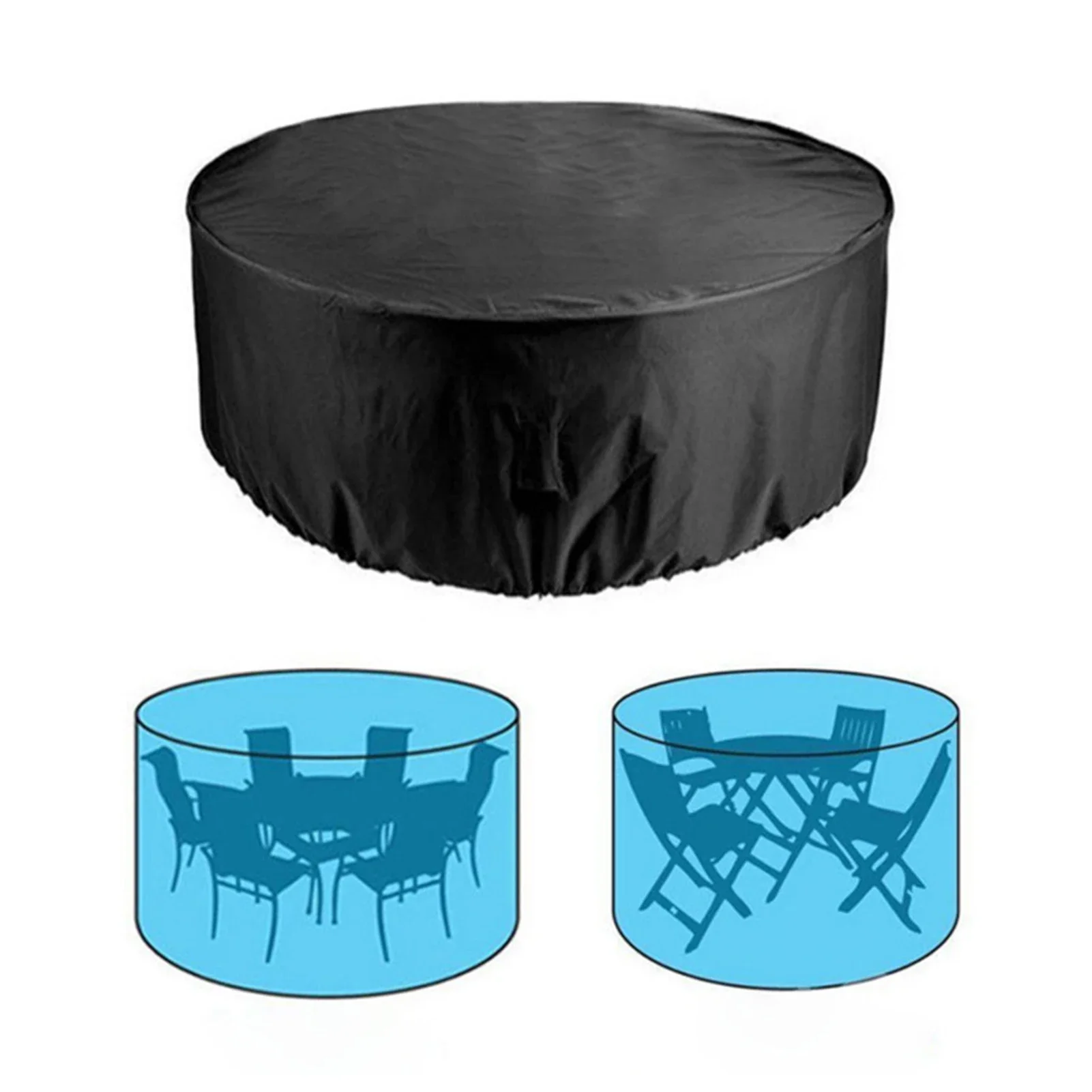 Abdeckungen für Terrassenmöbel, wasserdichte Tisch- und Stuhl-Set-Abdeckungen, winddichte, reißfeste, runde UV-Abdeckung für den Garten im Freien