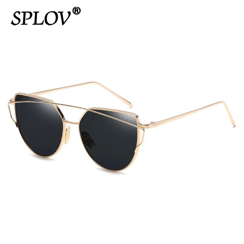 Luxus Cateye Sonnenbrille Frauen Marke Designer Spiegel Sonnenbrille Vintage Rose Gold Cat eye Fashion Weibliche Brillen Oculos De Sol Image