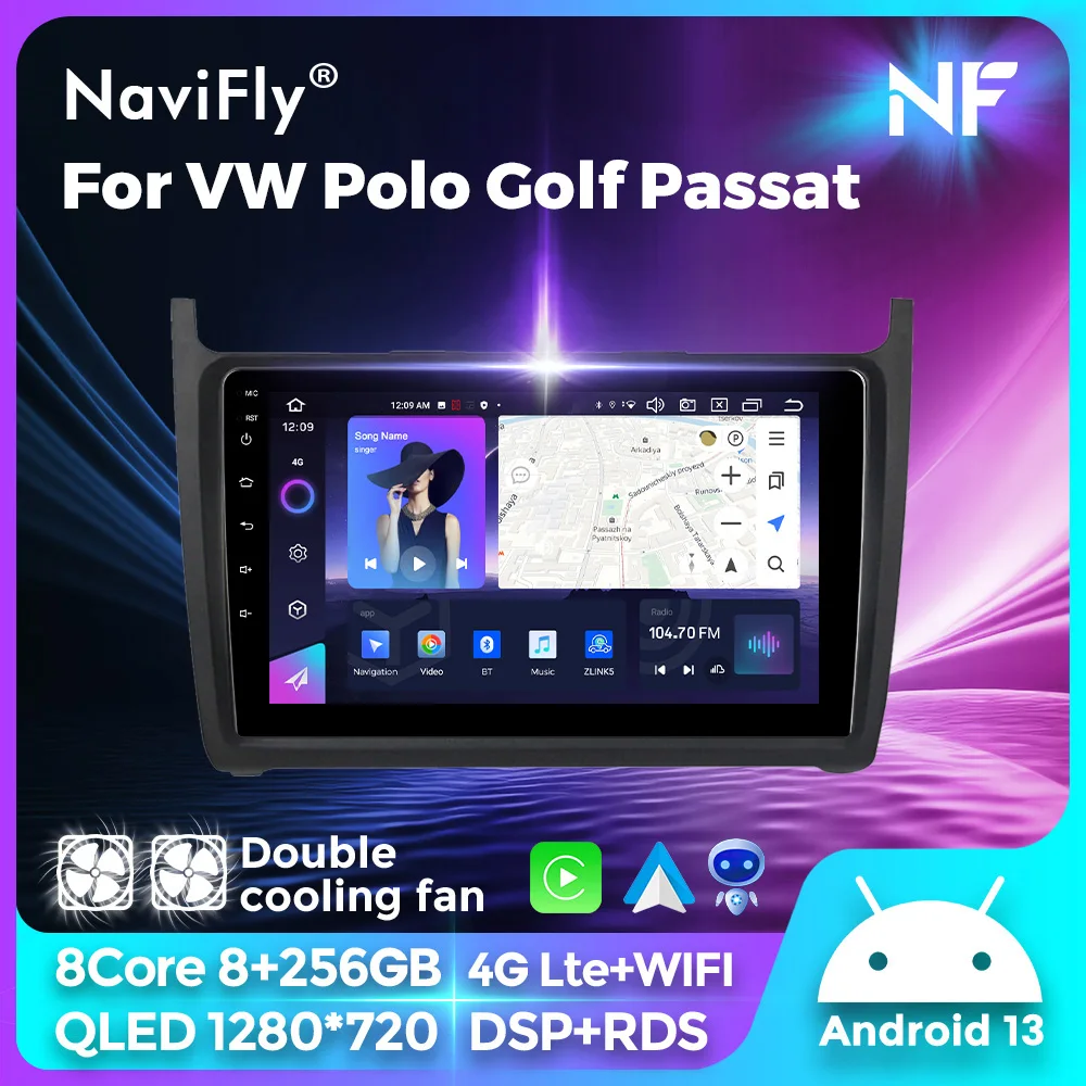 8g 256g kabelloses Carplay Android Auto intelligente Systeme für Volkswagen Polo 5 Limousine Golf Passat 2007-2013 GPS Autoradio-Player Image