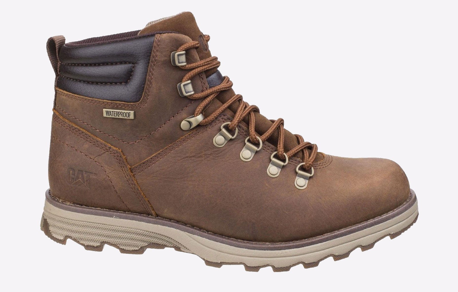Caterpillar Herren Sire wasserdichte Arbeitsstiefel aus braunem Zuckerleder Image