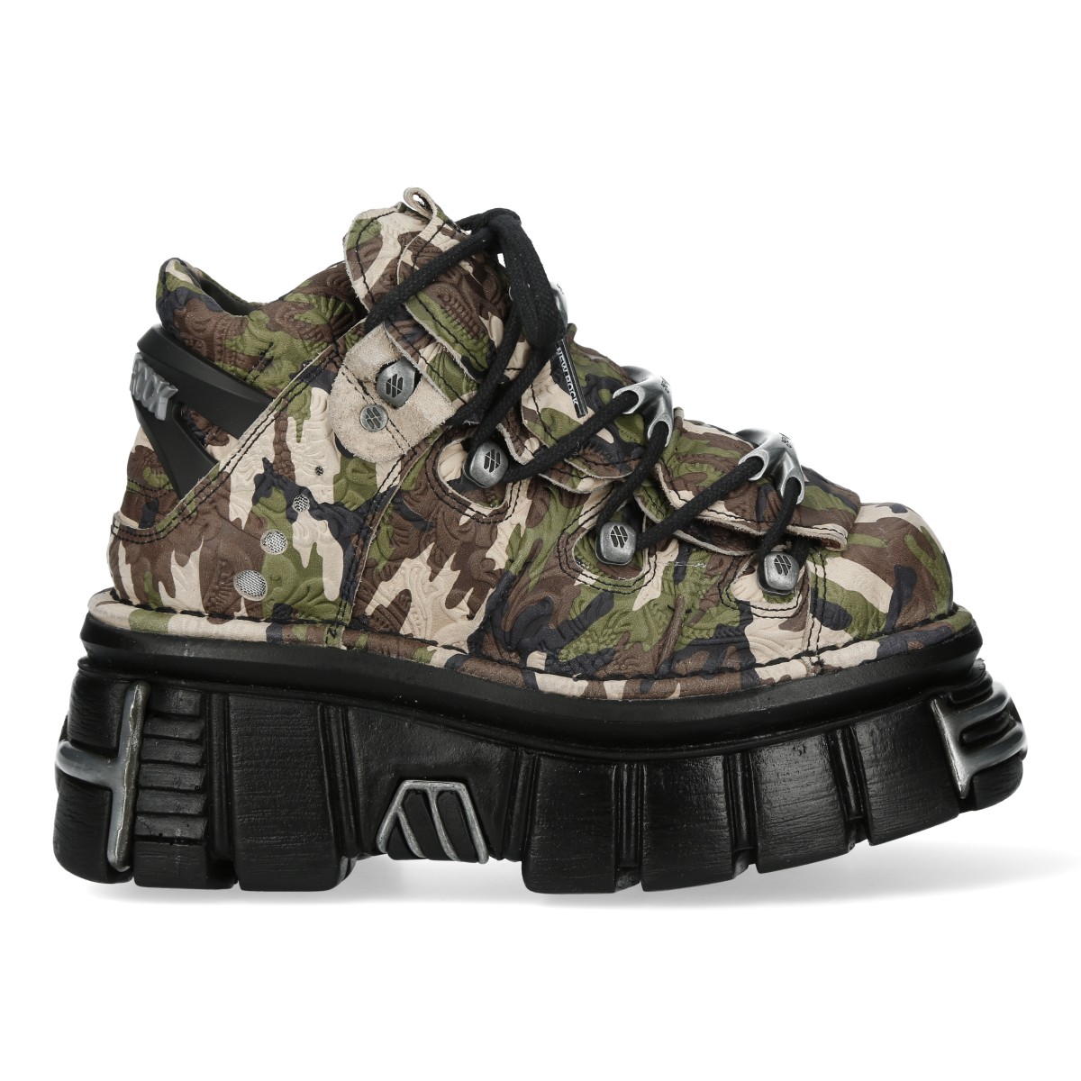 New Rock M-106-C169 Gothic Stiefeletten aus Camouflage-Leder mit Metallic-Effekt
