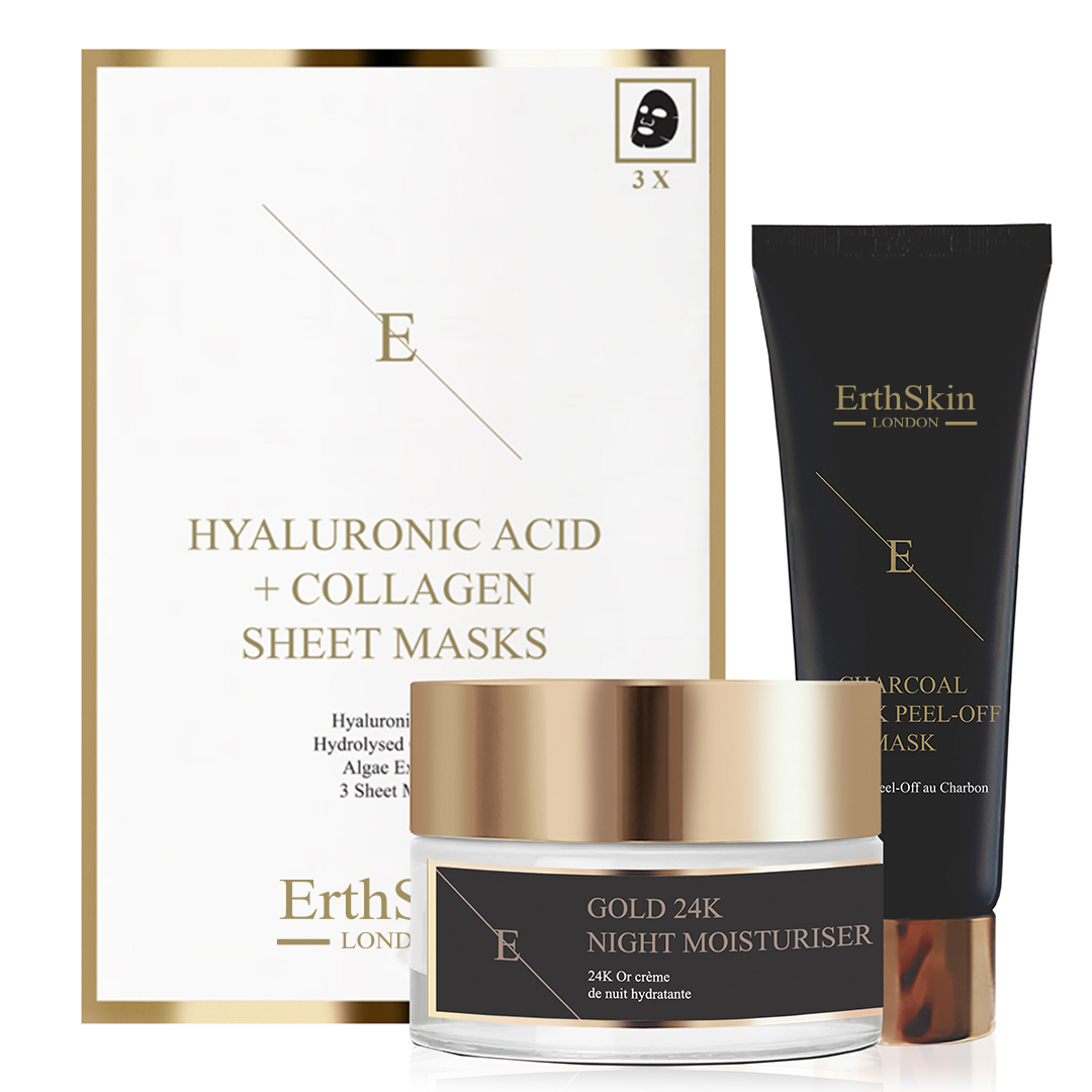 ANTI-WRINKLE Night MOISTURISER 24K GOLD + Peel Off Gesichtsmaske+Hyaluronsäure & Kollagen Maske - 3 Blatt Image
