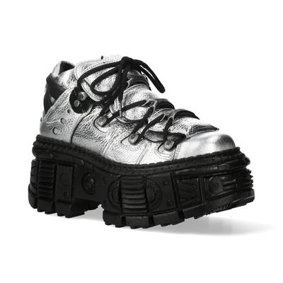 New Rock M-WALL106N-C16 Blau Silber Leder Gothic Urban Rock Stiefeletten Image