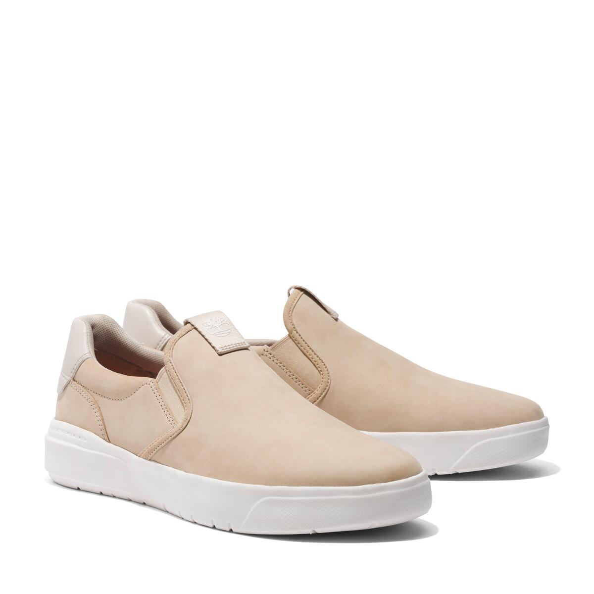Sneaker TIMBERLAND "Seneca Bay LOW SLIP ON SNEAKER", Herren, Gr. 43, beige (lt bei nubuc), Leder, Schuhe Sneaker